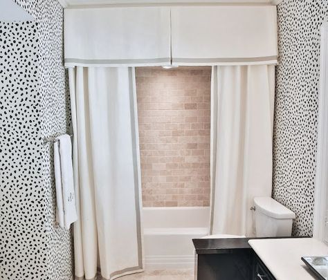 Design Crush: Amy Berry Designs Bathroom Valance, Shower Curtain With Valance, Amy Berry, Double Shower Curtain, Heart Window, Primitive Bathrooms, Flat Roman Shade, Modern Shower Curtains, Double Shower