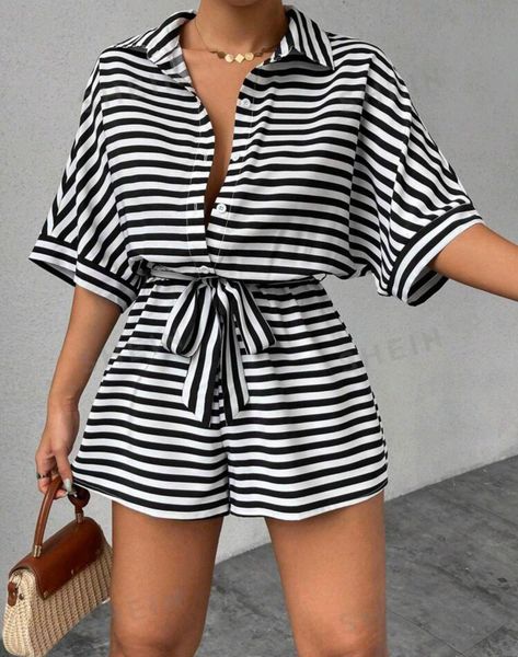 Outstanding Outfits, Holy Chic, Jumpsuit Casual, Belted Jumpsuit, Belted Romper, Belt Jumpsuit, Striped Rompers, Plus Size Jumpsuit, Striped Jumpsuit