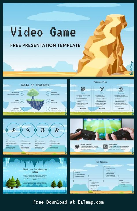 Video Game 13 Google Slides Theme, Escape Reality, Google Slides Themes, Template Google, Slides Template, Ppt Template, Presentation Template Free, Powerpoint Presentation Templates, Presentation Template