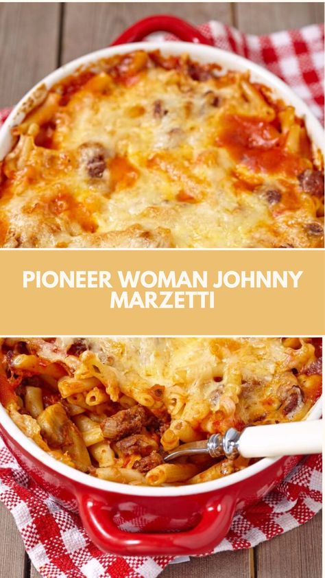 This Johnny Marzetti recipe is made with macaroni pasta, ground beef, onions, peppers, mushrooms, tomato sauce, and a blend of cheeses. Total time for this dish is 60 minutes, serving 8 people. Pioneer Woman Pasta With Tomato Cream Sauce, Pioneer Woman Recipes Dinner Main Courses, Johnny Marzetti Recipe, Pioneer Woman Pasta, Pioneer Woman Recipes Dinner, Tomato Cream Sauce Pasta, Pasta Ground Beef, Johnny Marzetti, Pioneer Kitchen