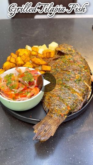 Fried Yam, Rub Seasoning, Fish Seasoning, Oven Fried Fish, Best Olive Oil, Tomato And Onion Salad, Fried Plantain, Grilled Tilapia, Tilapia Fish