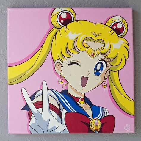 Moon Painting Ideas, Sailor Moon Painting, Moon Acrylic Painting, Anime Canvas Painting, Moon Acrylic, Saylor Moon, Arte Sailor Moon, Sailor Moon Stars, Sailor Moon Usagi