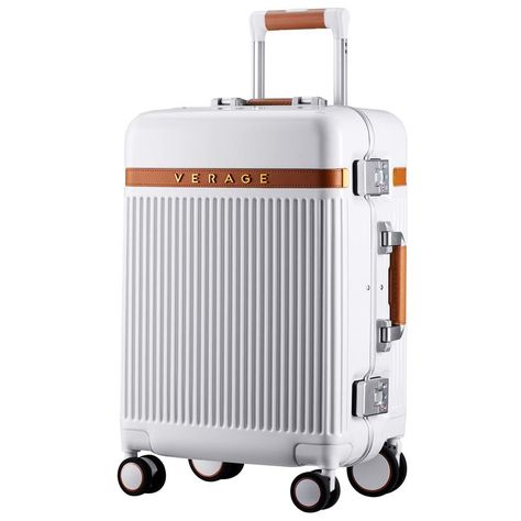 Windsor PC Luggage with Aluminum Frame, Hardside Suitcase with spinner wheels, White, Carry-On 20-Inch Spinner Wheel, Luxury Luggage, Luggage Sets, Aluminum Frame, Small Accessories, Business Travel, Leather Handle, Travel Essentials, Travel Accessories