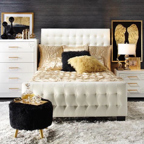 LAST DAY: Save 15% on all bedroom essentials for your next night of glamorous, Hollywood golden-era sleep! [Tap link in bio to shop it now] Gold Bedroom Decor, Glam Bedroom Decor, Lights Room, Decorations Lights, Idea Bedroom, Glam Bedroom, Decorations Bedroom, Decoration Aesthetic, Gold Bedroom