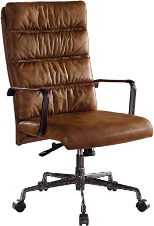 ACME Jairo Office Chair - - Sahara Top Grain Leather Industrial Style Office, Wooden Office Chair, Boardroom Chairs, Wooden Office, Contemporary Office Chairs, Executive Office Chair, Low Pile Carpet, Swivel Office Chair, Executive Office Chairs