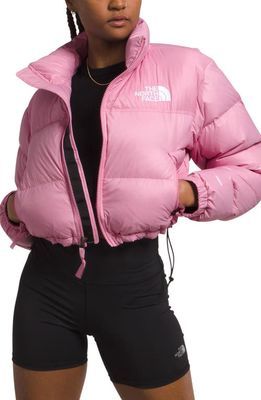 The North Face Nuptse Water Repellent 700 Fill Power Down Short Puffer Jacket in Orchid Pink - Best Deals You Need To See North Face Nuptse Short Jacket, Nuptse Short Jacket, Pink North Face Jacket, Short Puffer Jacket, Nuptse Jacket, North Face Nuptse, Ripstop Fabric, Cropped Jacket, North Face Women