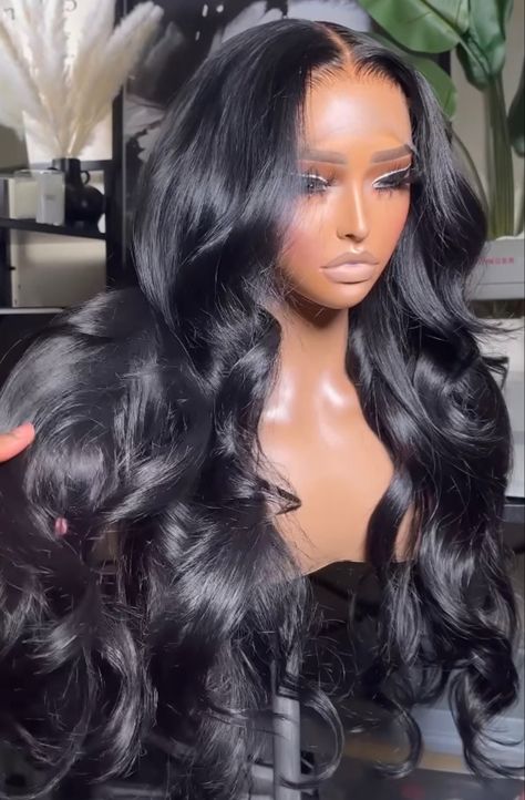 Lace Front Layered Curls, Loose Curl Wigs For Black Women, Bodywave Lacefront Wig Middle Part, Layered Curled Wig, Wavy Lace Front Wigs Black Women, Body Wave Wig With Layers, Barrel Curls Wig, Black Wig Curls, Layered Body Wave Wig