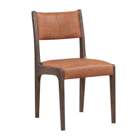 Wayne  Top Grain Leather Autumn Brown Dining Chair Concrete Outdoor Table, Chair Classic, Transitional Dining Chairs, Brown Dining Chairs, Glam Furniture, Eclectic Furniture, Classic Home, Traditional Furniture, Wood Dining Chairs