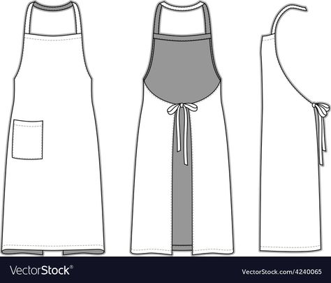 Apron Flat Sketch, Apron Sketch, Preschool Uniform, Apron Template, Apron Drawing, Hoodie Vector, Baker Clothes, Restaurant Uniform, Plain Apron