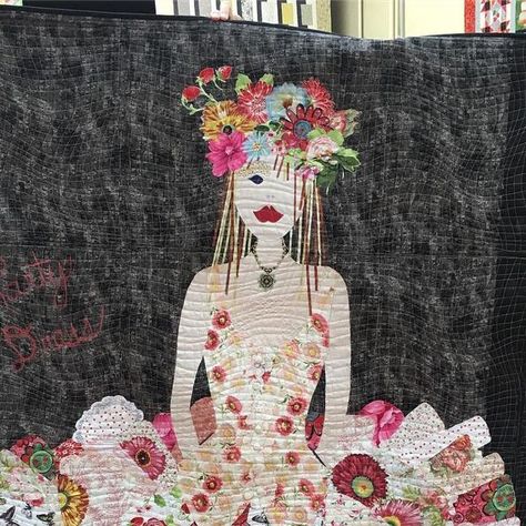 Melissa Leslie Emery on Instagram: "Susan L. took a class with us in July to make Laura Heine’s The Dress and she came in today to show us the finished project! It came out fantastic! Now we are curious if anyone else finished theirs? What do you think @3cherriesontop ? #inbetweenstitches1 #lauraheinepattern #lauraheine #thedress #thedresscollage #quiltclass #collagequilt #collage #localquiltshop #quilting #quiltingfun #sewfun" Laura Heine, Show Us, Quilt Shop, A Class, You Think, Thinking Of You, The Dress, Quilting, Take That