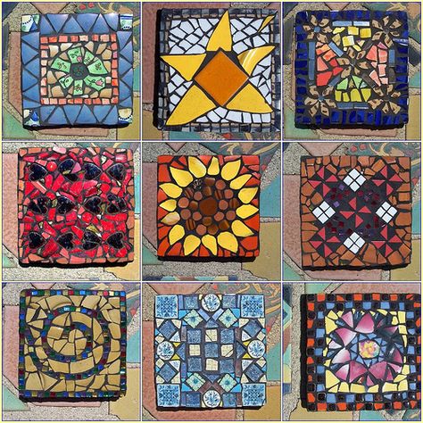 Riser tiles | Make Mine Mosaic Mosaic Trivet Ideas, Mosaic Coasters Ideas, Mosaic Coasters, Mosaic Tiles Crafts, Mosaic Tray, Mosaic Stepping Stones, Mosaic Pots, Mosaic Garden Art, Mosaic Tile Art