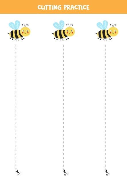 Body Parts Preschool Activities, Kawaii Bee, Preschool Fine Motor Skills, Dashed Line, Preschool Patterns, Bugs Preschool, Bee Activities, Preschool Workbooks, Holiday Activities For Kids