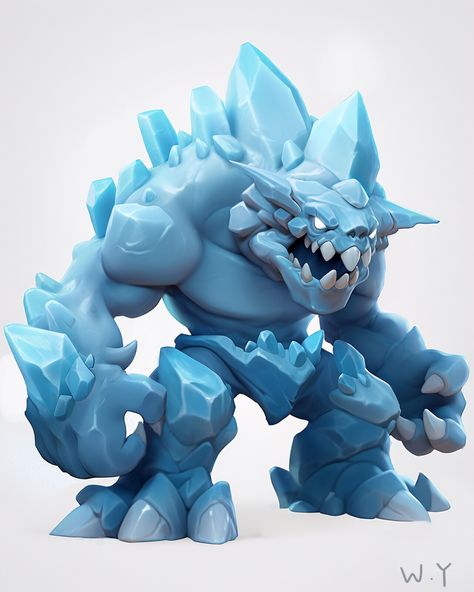 Ice Golem, Creature 3d, Cartoon Monsters, Marvel Comics Wallpaper, Game Concept Art, Scene Design, Game Character Design, My Team, Character Sketch