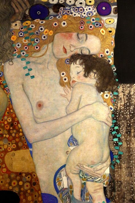 Gustav Klimt Tattoo, Klimt Tattoo, Mother And Child Drawing, Motherhood Painting, Mother And Child Painting, Gustav Klimt Art, Klimt Paintings, Klimt Art, Rennaissance Art