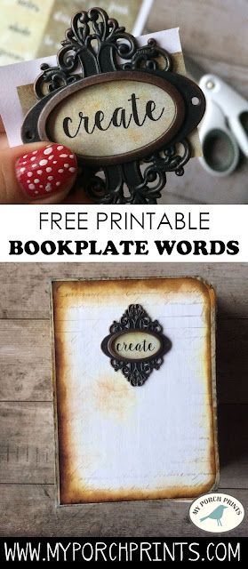 Journal Words for Bookplates: Free Printable Download My Porch Prints Friday Journal, Vintage Art Journal, Journal Words, Wedding Decorations Diy Centerpiece, Ornate Books, Free Ephemera, Vintage Girl Nursery, My Porch Prints, Printables Ideas