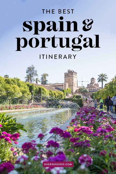 how to plan a trip to spain and portugal! covering madrid, barcelona, granada, seville, cordoba, lisbon, sintra and much more! #shershegoes #spain #portugal Best Spain And Portugal Itinerary, 4 Days In Spain, France Spain Portugal Itinerary, Spain And France Itinerary, Spain Portugal Morocco Itinerary, Spain And Portugal Itinerary 10 Days, Portugal And Spain Travel Itinerary, Spain Portugal Itinerary, Spain Trip Itinerary