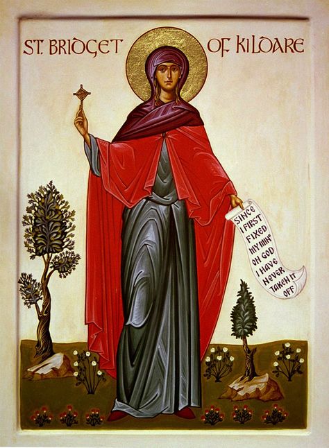 St Bridget of Kildare - Aidan Hart Sacred Icons St Bridget Of Ireland, Saint Brigid Of Kildare, St Brigid Of Ireland, Saint Brigid, Mother Of Christ, Irish Goddess, St Bridget, Fire Goddess, St Brigid