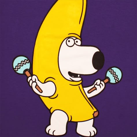 Family Guy Brian Banana Family Guy Painting, Family Guy Costumes, Family Guy Tattoo, Brian Family Guy, I Griffin, Excited Pictures, Brian Griffin, Banana Costume, Family Guy Stewie