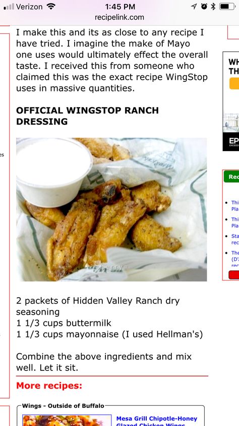 Jack In The Box Ranch Recipe, Wing Stop Wings Copycat, Wing Stop Ranch Dressing Recipe, Wing Stop Sauce Recipe, Copycat Wingstop Ranch, Wing Stop Recipes, Wing Stop Ranch Recipe, Red Robin Ranch, Wing Stop Wings