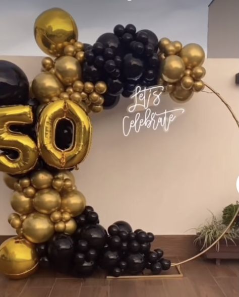 60 Th Birthday Balloon Ideas, 50th Birthday Balloon Arch Ideas, 60 Themed Party Ideas For Men, Roaring 20s Balloon Arch, Ballon Arch 50th Birthday, Balloon Decorations For 50th Birthday, 50th Birthday Ballons Decoration, Men’s Party Decorations, 40th Balloon Ideas For Men