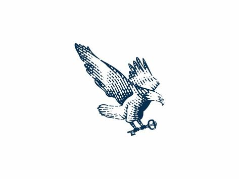 Eagle by Emblem Garage Vintage Eagle Tattoo, Vintage Eagle Illustration, Tiny Eagle Tattoo, Eagle Illustration, Historical Logo, Engraved Illustration, Eagle Vector, Hand Drawn Logo Design, Nature Logo Design