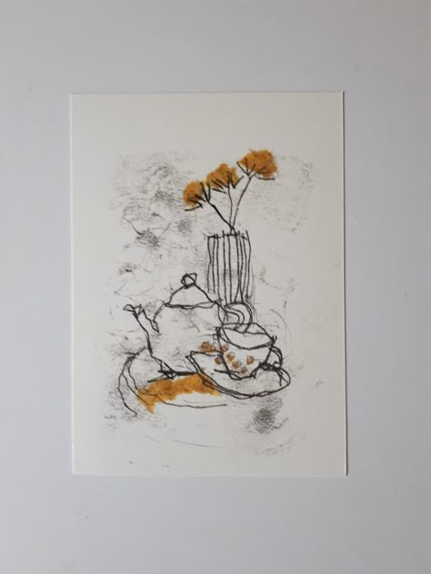 Monoprint Ideas Printmaking, Monoprint Drawing, Trace Monoprint, Monoprint Art, Tea Bag Art, Intuitive Art, Pen And Watercolor, Monoprint, Mail Art