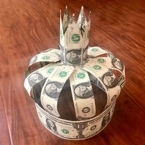 Crowns & Hats | Custom Money Gifts How To Make A Money Crown, Senior Grad Gift Ideas, Money Crown Diy, How To Make A Money Tree, 18th Birthday Idea, Money Crown Diy How To Make, Money Party Theme Decoration, Money Gifting Ideas, Money Theme Party Ideas