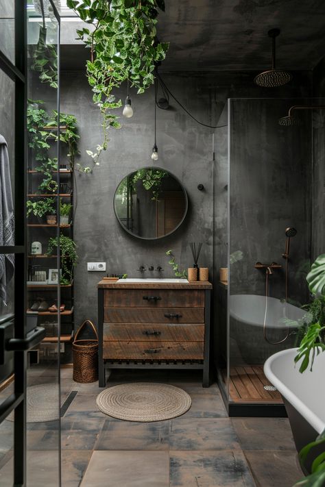 15 Tips for Designing an Industrial Bathroom – Everyday Inspo Industrial Look Bathroom, Bathroom Ideas Rustic, Industrial Bathroom Ideas, Earth Bathroom, Industrial Condo, Bathroom Industrial, Industrial Bathroom Design, Bathroom Loft, Industrial Style Bathroom