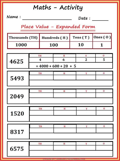 3rd Grade Math Worksheets Expanded Form, Kindergarden Math, Expanded Form Math, Expanded Form Worksheets, Value Worksheet, Easy Math Worksheets, Grade 5 Math Worksheets, Math Folders, Math Multiplication Worksheets