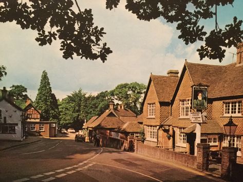 The postcard reads... Burley, Hampshire  This pretty residential village lies in the New Forest, due west of Brockenhurst. British Neighborhood, British Village Aesthetic, England Village Aesthetic, Bexley Village, British Villages, Brockenhurst New Forest, Hampshire House, The New Forest, New Forest