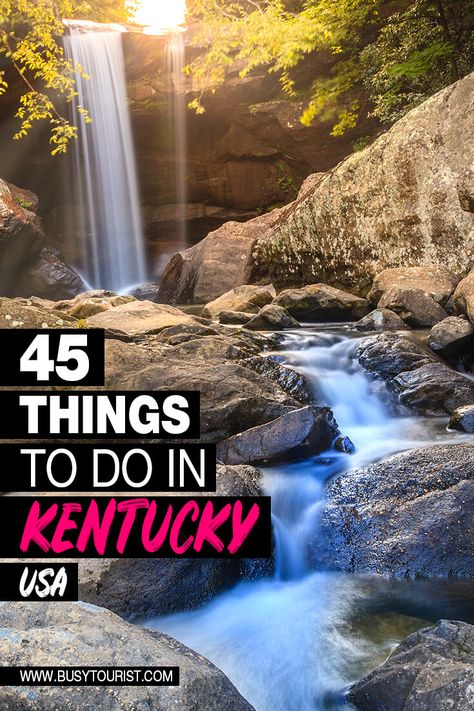 Going on a road trip to Kentucky but not sure what to do there? This travel guide will show you the top attractions, best activities, places to visit & fun things to do in Kentucky! Start planning your itinerary & bucket list now! #kentucky #thingstodoinkentucky #usatravel #usatrip #usaroadtrip #travelusa #ustraveldestinations #ustravel #vacationusa #americatravel Things To Do In Kentucky, Kentucky Summer, Kentucky Attractions, Kentucky Vacation, Honeymoon Photography, Kentucky Travel, Fun Places To Go, List Ideas, On The Road Again