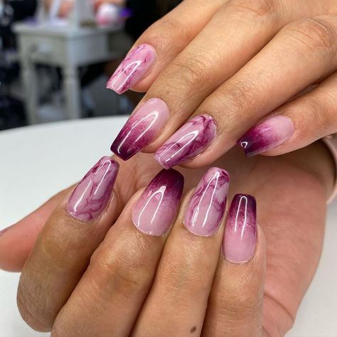 Ombre With Marble Nails, Dark Pink Marble Nails, Wine Marble Nails, Burgundy Marble Nails, Glitter Marble Nails, Black And Purple Nails, Black Marble Nails, Dark Pink Nails, Wine Nails