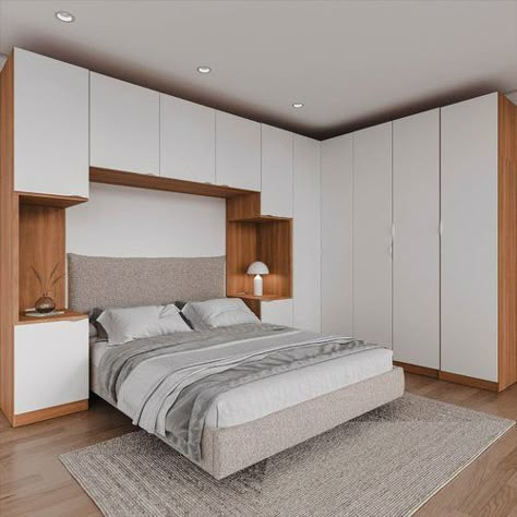 Unique Bedroom Design Small Spaces, Built In Bedroom Cabinets Around Bed, Built In Cabinets Bedroom, Wardrobe Over Bed, Bedroom Cabinet Ideas, Built In Bedroom Cabinets, Tall Bedroom, Sleeping Room Design, Bed With Wardrobe