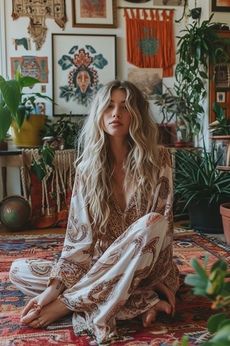 undefined Boho Luxe Fashion, Beachy Boho Aesthetic Outfits, Rocker Boho Outfits, Modern Gypsycore Fashion, Rich Hippie Aesthetic, Bohemian Witch Aesthetic, Freepeople Style Inspiration, Bohemian Girl Aesthetic, Boho Vintage Outfits