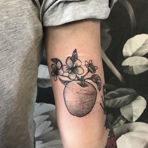 Eve Logo, Apple Tattoo, White Apple, Beautiful Tattoos, Tattoos And Piercings, I Tattoo, Flower Tattoo, Cherry Blossom, Tatting