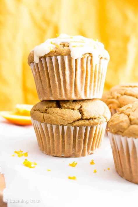 Easy Orange Muffins Recipe (Vegan, Gluten Free, Dairy-Free) - Beaming Baker Cardamom Muffins, Vegan Gluten Free Muffins, Beaming Baker, Orange Muffin Recipe, Gluten Free Oatmeal Cookies, Cookie Recipes Oatmeal Raisin, No Bake Energy Bites, Orange Muffins, Peanut Butter No Bake