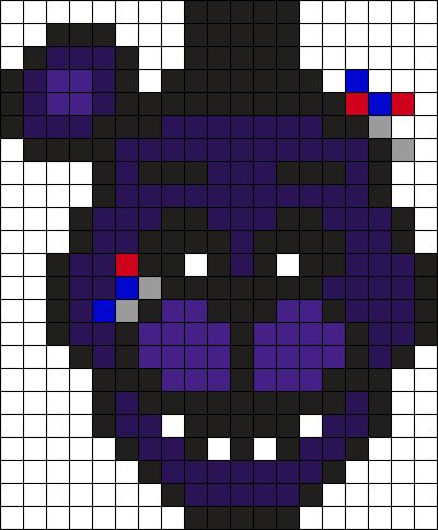 Fnaf Pixel Art Grid Easy, Fnaf Perler Beads Pattern, Fnaf Pixel Art Grid, Pixel Art Fnaf, Fnaf Pixel Art, Shadow Freddy, Art Fnaf, Fnaf Crafts, 8 Bit Art