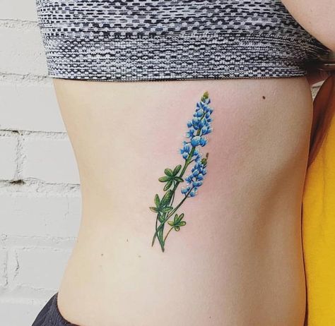 Watercolor Bluebonnet Tattoo, Bluebonnet Tattoos, Delicate Tatoos, Bluebonnet Tattoo, Bluebonnet Flower, Floral Watercolor Tattoo, Texas Tattoo, Tattoo Plant, Indian Paintbrush