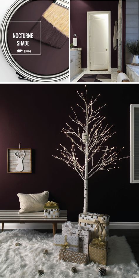 Nocturne Shade, Modern Decorations, Color Of The Month, Behr Paint Colors, Interior Design Minimalist, Behr Paint, Fur Rug, Wall Accent, Birch Tree