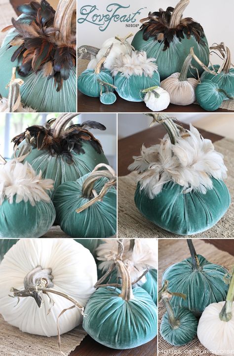 Velvet Pumpkin Giveaway! Pumkin Decoration, Deco Orange, Felt Pumpkins, Halloween Pumpkins Painted, Blue Pumpkins, Fall Thanksgiving Decor, Fall Deco, Velvet Pumpkins, Fall Halloween Crafts