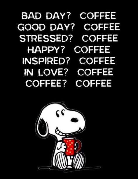 Bad Day? Coffee. Good Day? Coffee Pictures, Photos, and Images for Facebook, Tumblr, Pinterest, and Twitter Coffee Shop Quotes, Good Day Coffee, Cafe Quotes, Coffee Lover Quotes, Coffee Quotes Funny, Snoopy Funny, Porch Decorating Ideas, Happy Coffee, Snoopy Images