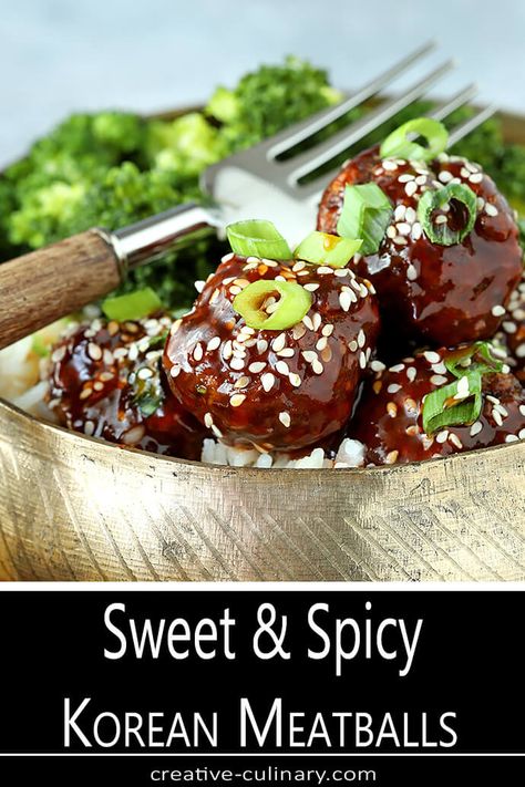 Korean Meatballs Recipes, Gochujang Glaze, Korean Meatballs, Fall Treats Recipes, Spicy Meatballs, Glazed Meatballs, Spicy Korean, Meatballs Easy, Spicy Beef