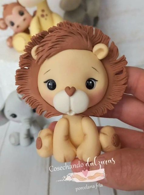 Dear Zoo Cake, Safari Bebe, Fondant Figurine, Safari Baby Shower Cake, Jungle Theme Cakes, Cake Designs For Kids, Animal Birthday Cakes, Fondant Bow, Photo Cake Topper