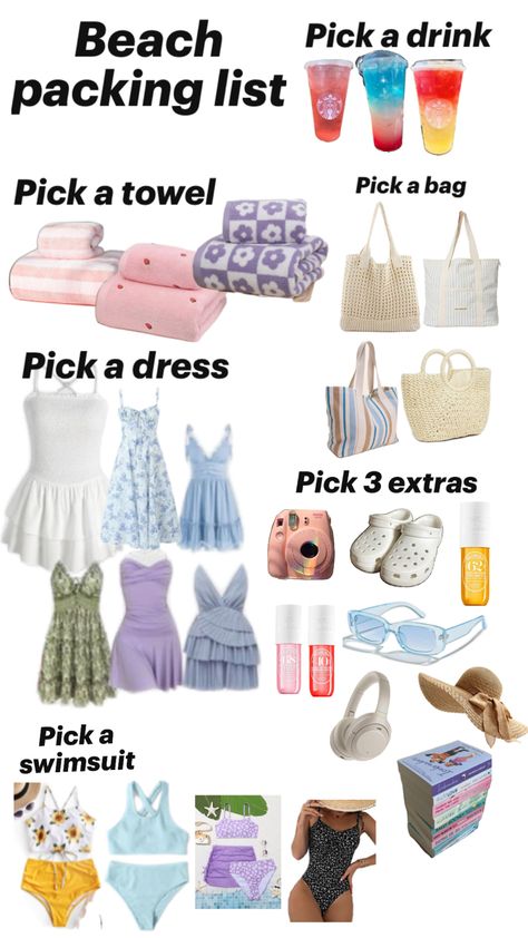 Sleepover Packing List, Summer Bag Essentials, Beach Packing List, Trip Essentials Packing Lists, Sleepover Essentials, Road Trip Kit, Preppy Bedroom Decor, Things To Pack, Preppy Inspiration