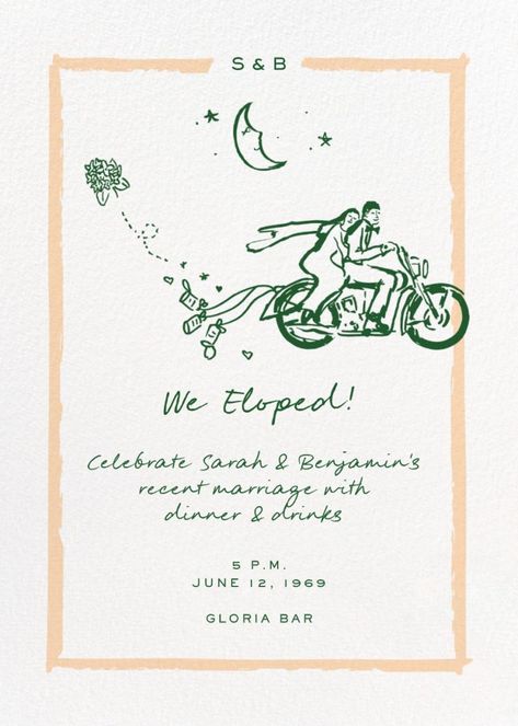 Into the Night | Send online instantly | RSVP tracking Wedding Invitations All In One, Post Wedding Party Invitations, Elope Wedding Invitations, Micro Wedding Invite, Artistic Wedding Invites, We Eloped Cards, We Eloped Invitation, Elopement Send Off Party, Wedding Typography Design