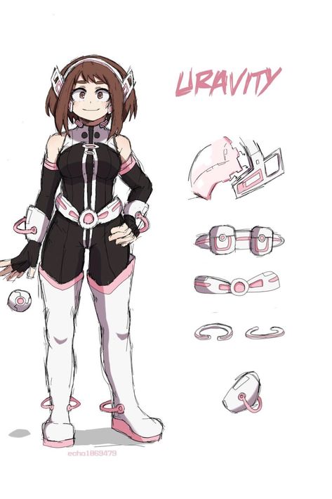 Aizawa Hero Costume Redesign, Ochako Uraraka Hero Costume Redesign, Uraraka In A Suit, Hero Suit Ideas Bnha, Mha Hero Suit Redesign, Ochako Uraraka Redesign, Uraraka Costume Redesign, Mha Hero Costume Redesigns, Uraraka Hero Costume Redesign