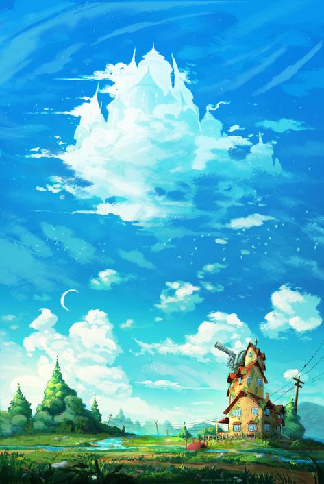 A Castle In The Sky, Studio Ghibli Art, Castle In The Sky, Fantasy Castle, Ghibli Art, A Castle, Fantasy Artist, Sky Art, 판타지 아트