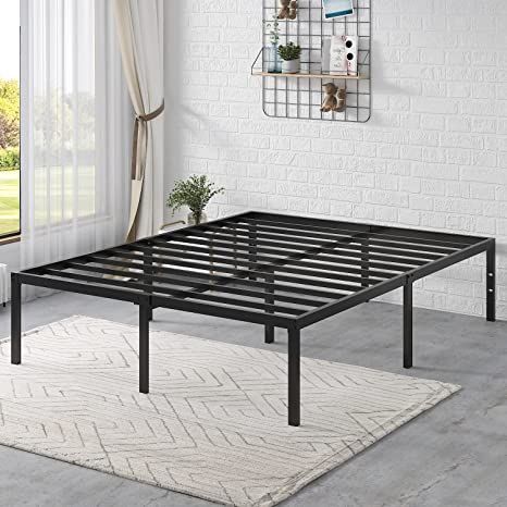 Ikalido Queen Size Metal Platform Bed Frame, Heavy Duty Steel Slats Support with Large Storage Space and Reserved Holes for DIY Headboard, No Box Spring Needed/ Easy Assembly/ Noise-Free/ Non-Slip Full Size Metal Bed Frame, Metal Platform Bed Frame, Iron Bed Frame, Queen Size Platform Bed, Diy Bed Frame, Diy Headboard, Iron Bed, Metal Platform Bed, Stylish Beds