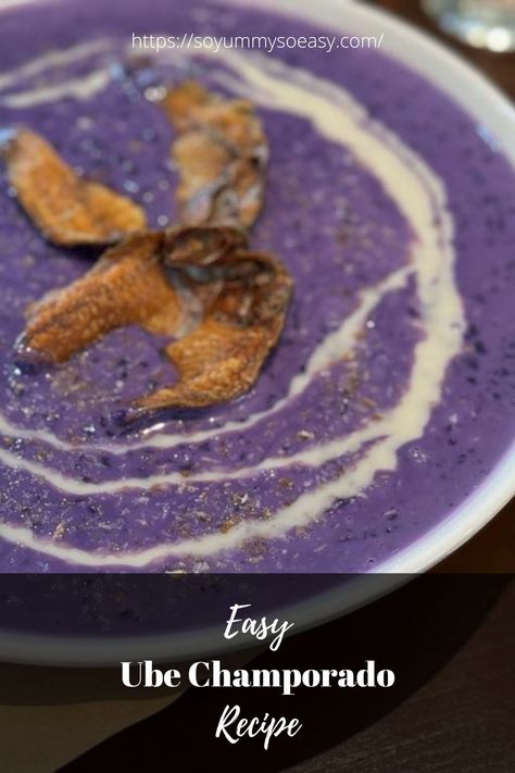 Easy Ube Champorado Recipe Braised Spare Ribs Recipe, Ube Champorado, Champorado Recipe, Dessert Pasta, Sandwich Sauces, Purple Yam, Rice Porridge, Filipino Desserts, Seafood Soup