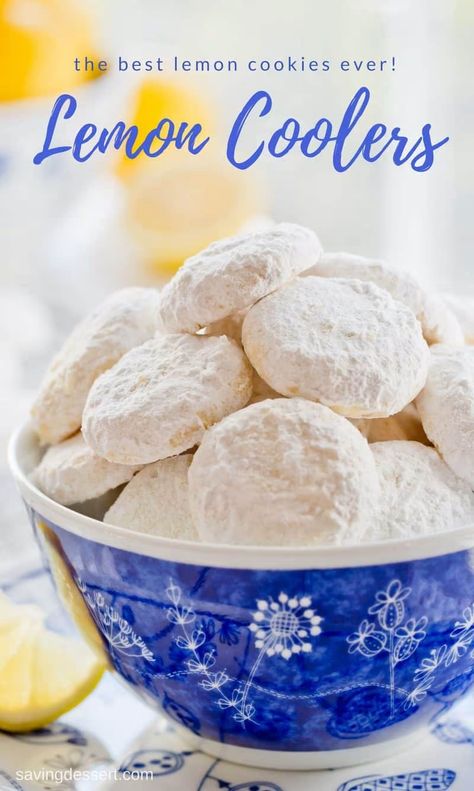 Lemon Coolers - hot melt-in-your mouth cookies are tossed in a mixture of crystallized lemon and powdered sugar for intense lemon flavor! #lemoncoolers #cookies #lemoncookies #copycatcookies #copycatlemoncoolers #baking #dessert #lemondessert #lemoncookie Lemon Coolers, Lemon Cooler Cookies, Powdered Sugar Cookies, Delicious Cookies Homemade, Lemon Layer Cakes, Lemon Cookies Recipes, Bite Size Cookies, Lemon Curd Filling, Homemade Cookie